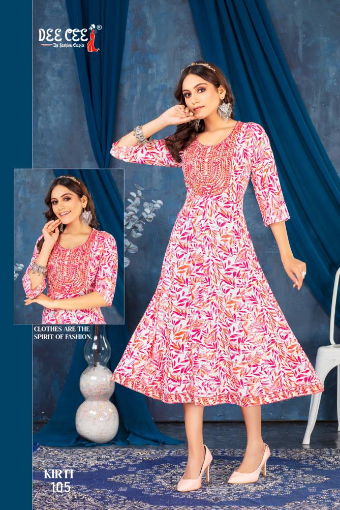 Kirti By Deecee Rayon Foil Printed Anarkali Kurtis Suppliers In India